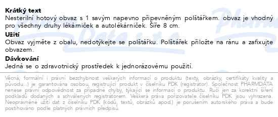 Příbalový leták - Obvaz hotový s 1 polštářkem nesterilní Steriwund