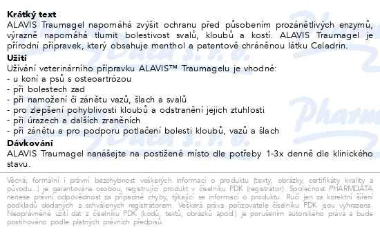 Příbalový leták - ALAVIS TRAUMAGEL napomáhá při zánětu 100g