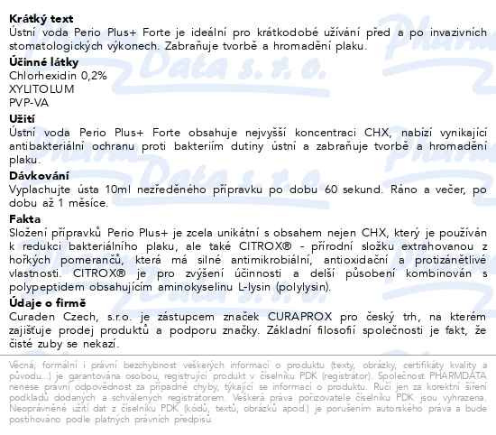 Příbalový leták - CURAPROX Perio Plus+ Forte ústní voda 200ml
