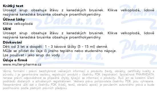 Příbalový leták - Urosept sirup 245ml Dr.Müller
