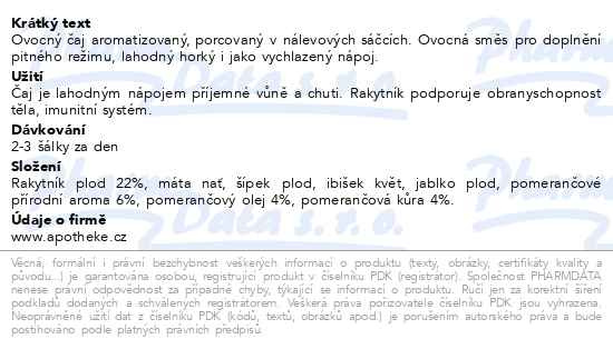 Příbalový leták - Apotheke Rakytník a pomeranč 20x2g