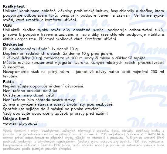 Příbalový leták - UniLakt skořice sypká směs 250 g