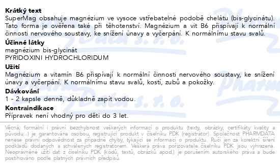 Příbalový leták - Astina SuperMag B6 chelát cps.100.