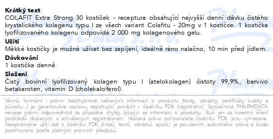 Příbalový leták - Colafit EXTRA STRONG 30 kostiček