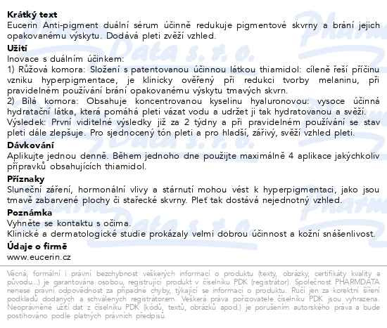 Příbalový leták - EUCERIN AntiPigment sérum s duálním účinkem 30ml