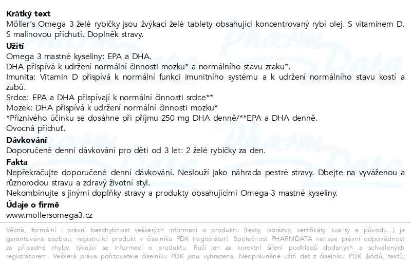 Příbalový leták - Mollers Omega 3 Želé rybičky 45ks malinová příchuť