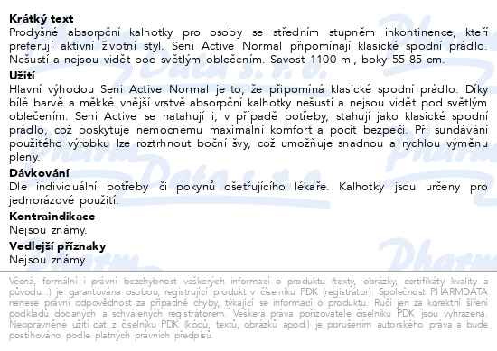 Příbalový leták - Seni Active Normal Small ink.plen.kalhotky 10ks