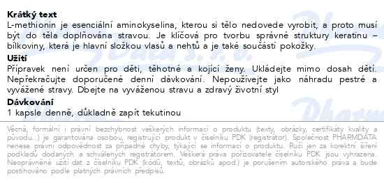 Příbalový leták - MOVit Methionin 500mg PREMIUM cps.90