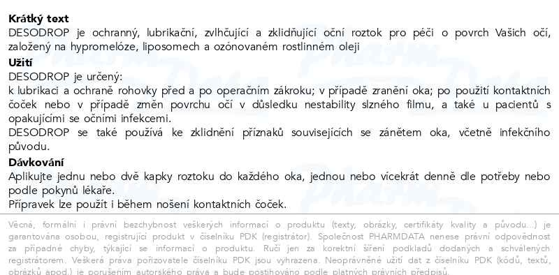 Příbalový leták - Desodrop oční roztok 8ml
