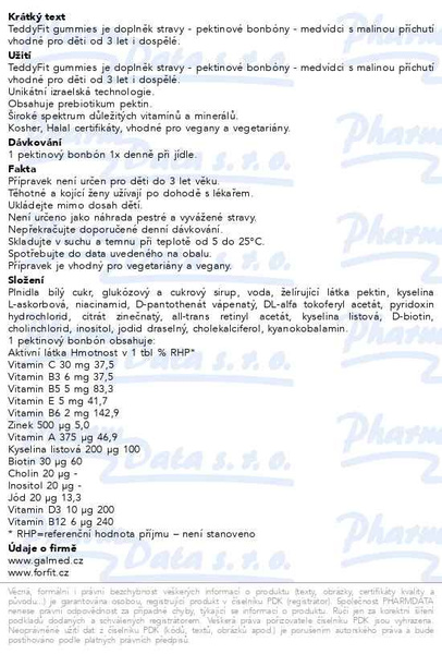 Příbalový leták - TeddyFit gummies s malinovou příchutí 50+10ks