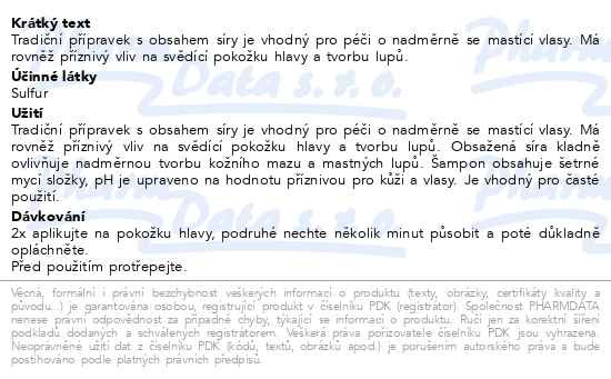 Příbalový leták - SulfaDerm sírový šampon NEW 100ml Dr.Müller
