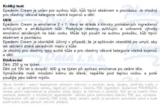 Příbalový leták - Epaderm Cream 50g