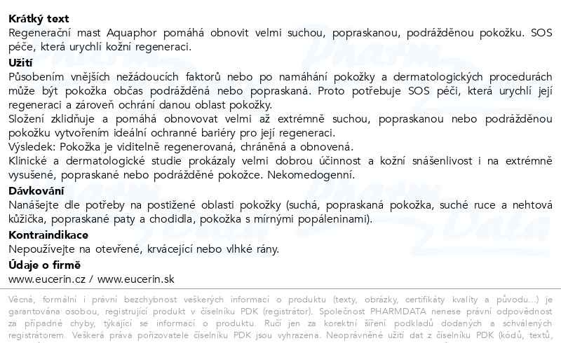 Příbalový leták - EUCERIN Aquaphor regenerační mast 45 ml