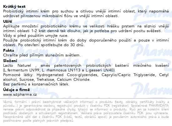 Příbalový leták - Probiotický intimní krém ellen 15 ml