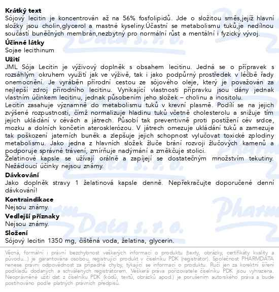 Příbalový leták - JML SójaMax Lecitin želatinové cps. 104x1350mg