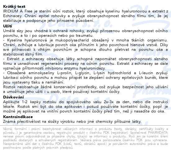 Příbalový leták - Iridium A Free 10ml