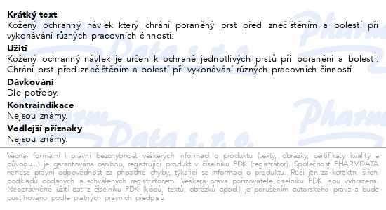 Příbalový leták - Prst kožený ochranný č.3