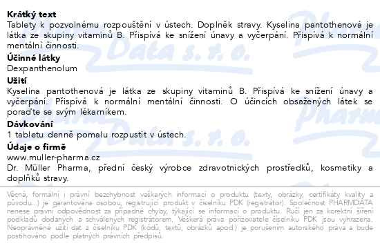 Příbalový leták - Panthenol tablety 100mg tbl.24 Dr.Müller