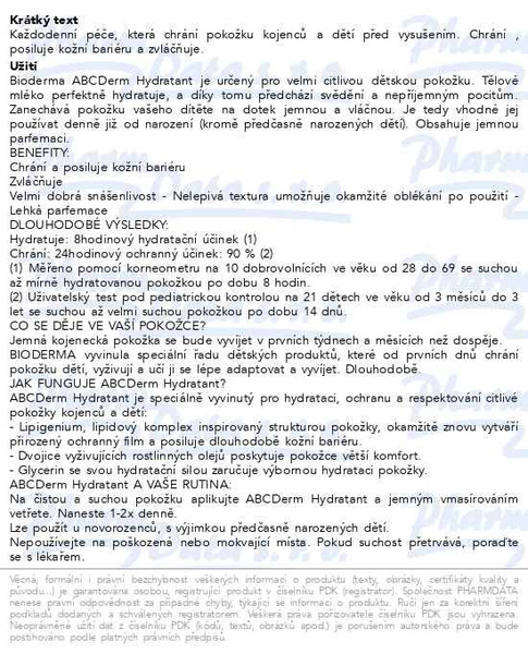 Příbalový leták - BIODERMA ABCDerm Hydratant 200ml
