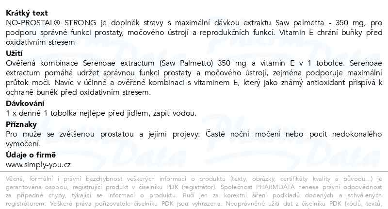 Příbalový leták - No-Prostal STRONG 350mg 60tob.