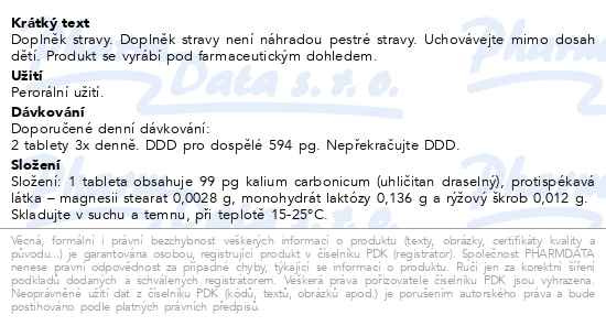 Příbalový leták - Kalium carbonicum AKH tbl.60