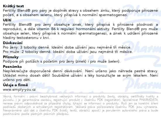 Příbalový leták - Fertility Blend pro PÁRY (ženy+muži) tob.90+60