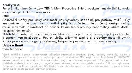 Příbalový leták - TENA Men Protective Shield ink.vložky 14ks 750459