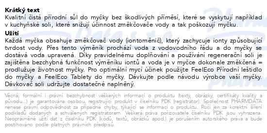 Příbalový leták - FeelEco Přírodní sůl do myčky 1kg