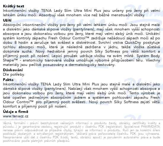 Příbalový leták - TENA Lady Slim Ultra Mini Plus 24ks