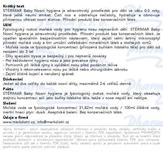 Příbalový leták - Stérimar nosní sprej baby 100ml
