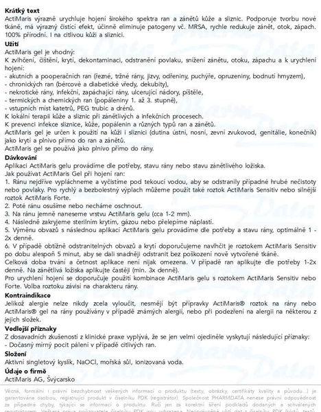 Příbalový leták - ActiMaris gel na rány 50g