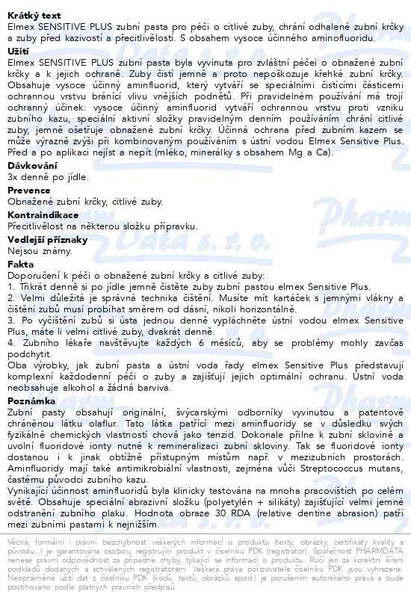 Příbalový leták - Zubní pasta elmex® SENSITIVE 75ml