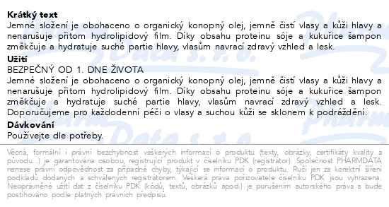 Příbalový leták - Biotter NC ATOPIS šampon s konopným olejem 250ml