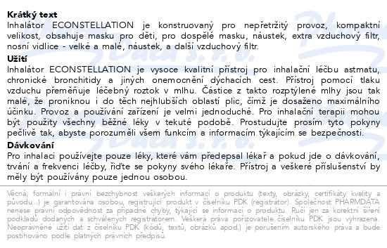 Příbalový leták - Biotter DIAGNOSTIC inhalátor kompre.Econstellation