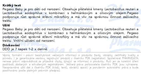Příbalový leták - Pegaso Baby pro nejmenší od 0+m 7ml