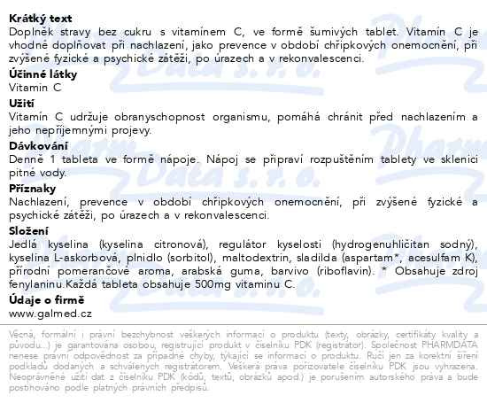 Příbalový leták - Vitamin C 500mg pomeranč eff.tbl.20 Moje lékárna