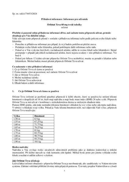 Příbalový leták (SUKL) - Orlistat Teva, 60 mg, 84 tobolek