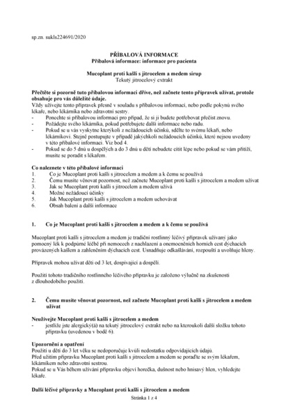 Příbalový leták (SUKL) - Mucoplant proti kašli s jitrocelem a medem sirup 100ml