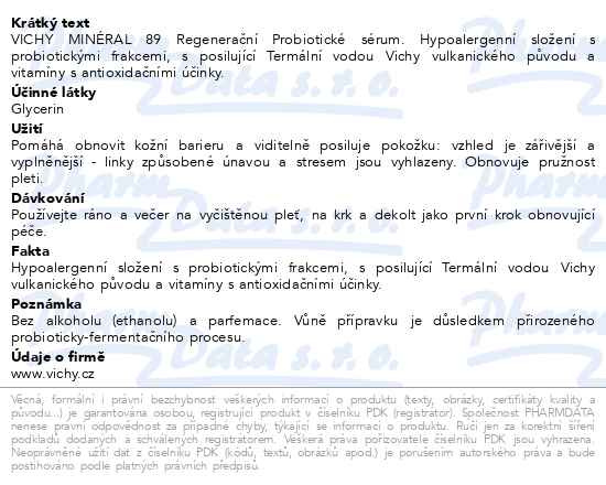Příbalový leták - VICHY MINÉRAL 89 Probiotic Fractions regenerační sérum, 30 ml