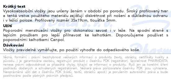 Příbalový leták - CANPOL BABIES vložky poporodní superabsorbční 10ks