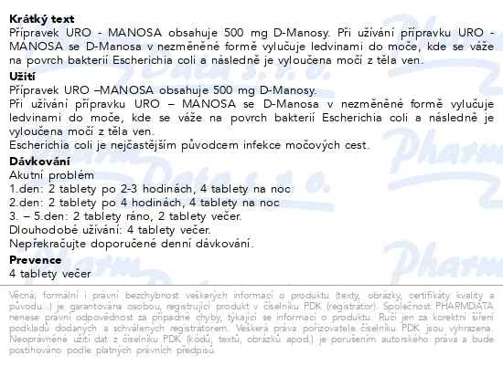 Příbalový leták - URO-MANOSA tbl.40