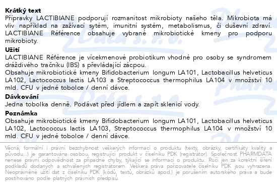 Příbalový leták - LACTIBIANE Référence tob.30