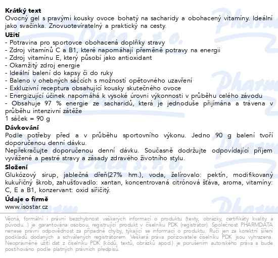 Příbalový leták - ISOSTAR Actifood Fruit Gel Energy jablko 90g
