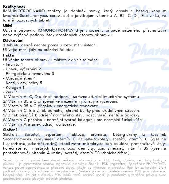 Příbalový leták - Immunotrofina D tbl.24