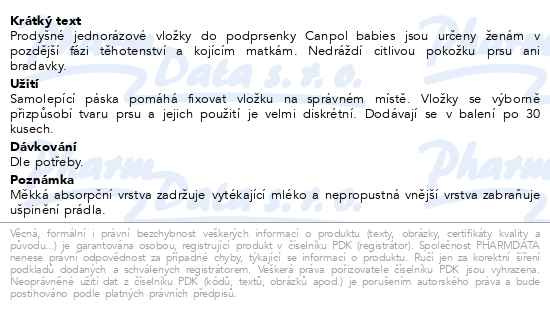 Příbalový leták - Canpol babies Tvarované prodyšné vložky do podprsenky 3D 30 ks