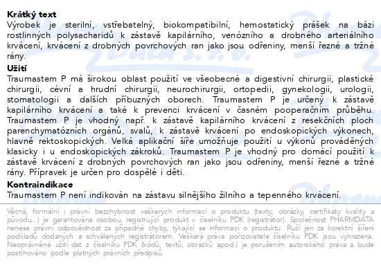 Příbalový leták - Traumastem POWDER 3g