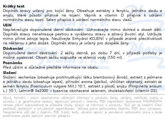 Příbalový leták - Enhydrol KOJENÍ 63g 14 sáčků