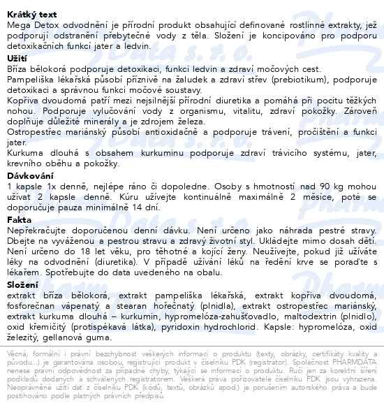 Příbalový leták - MOVit MEGA DETOX ODVODNĚNÍ cps.60