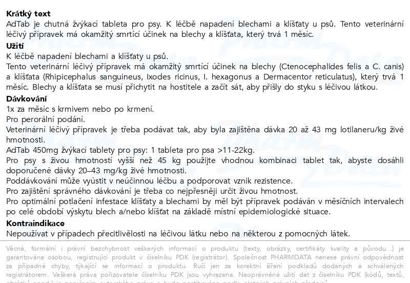 Příbalový leták - AdTab 450 mg žvýkací tablety pro psy o hmotnosti > 11–22 kg