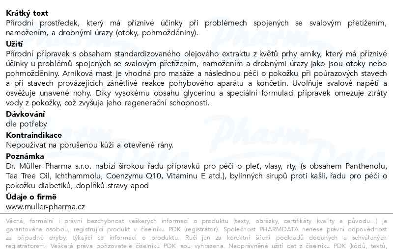Příbalový leták - Arniková mast 50ml Dr.Müller